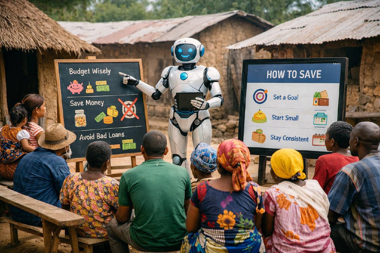 AI robot teaching financial literacy